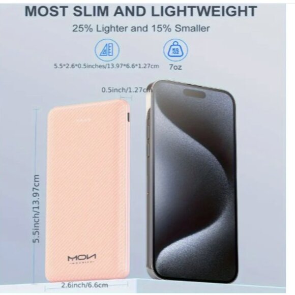Pink 10000mAh Ultra-Slim Power Bank - Picture 7 of 7